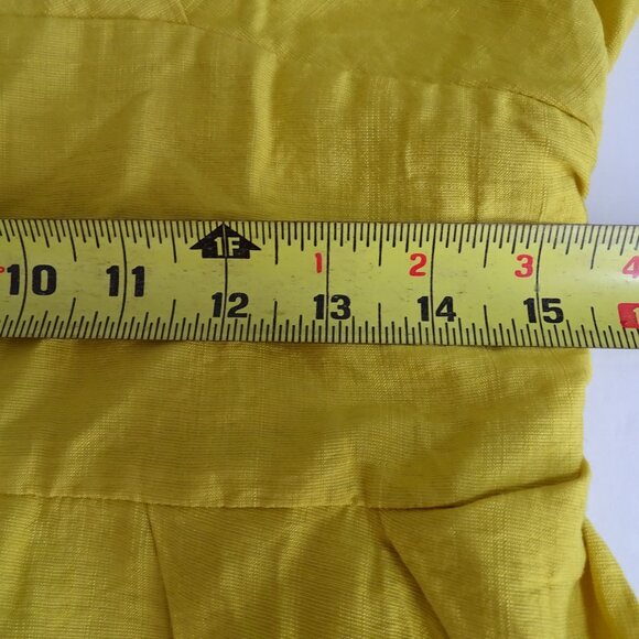 Shein Yellow Gold Surplice V-Neck Faux Wrap Dress Short Sleeve Women Size L - Picture 9 of 10